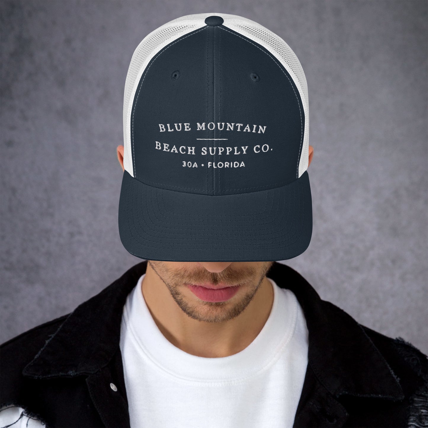 Blue Mountain Beach Trucker Cap