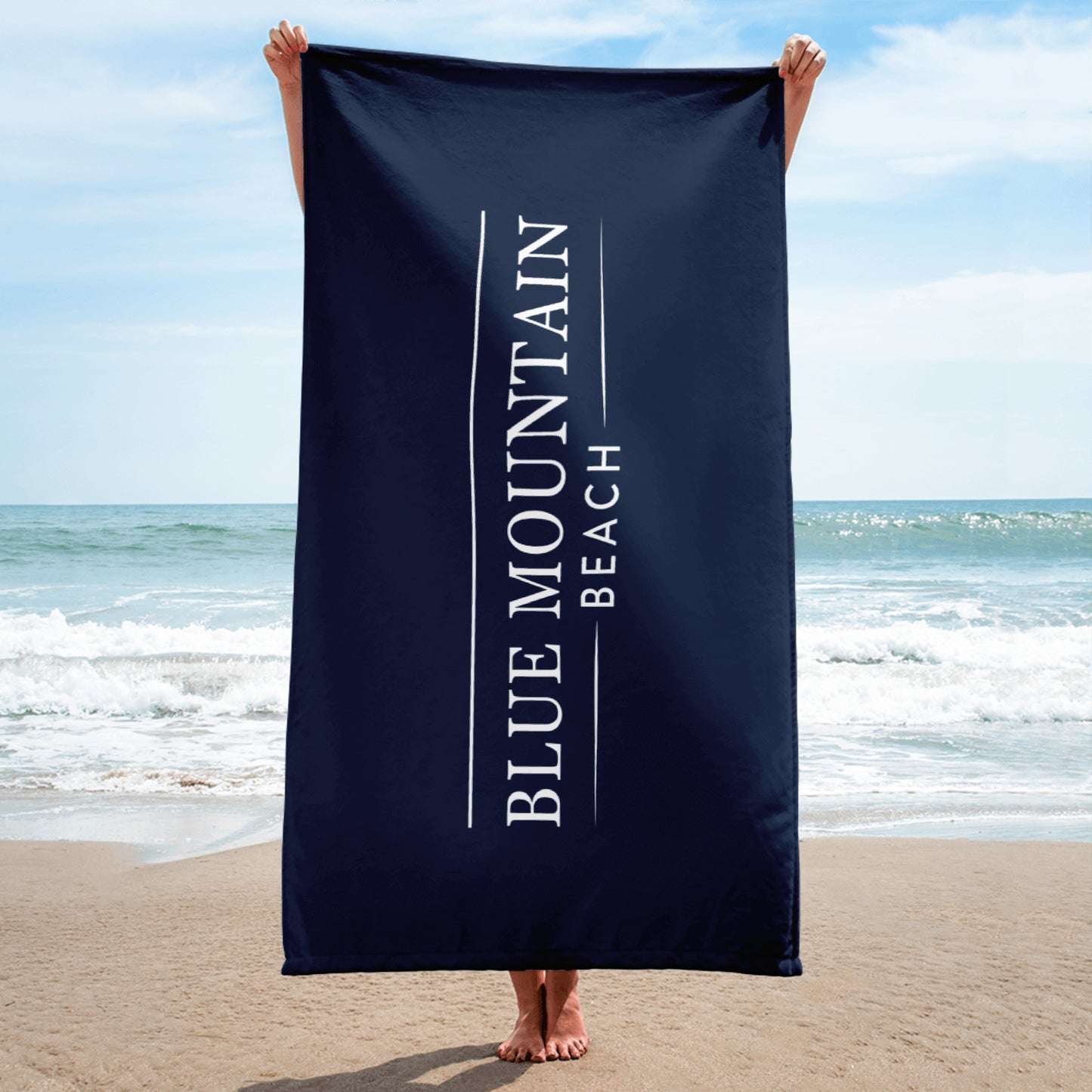 Navy Blue Mountain Beach Towel